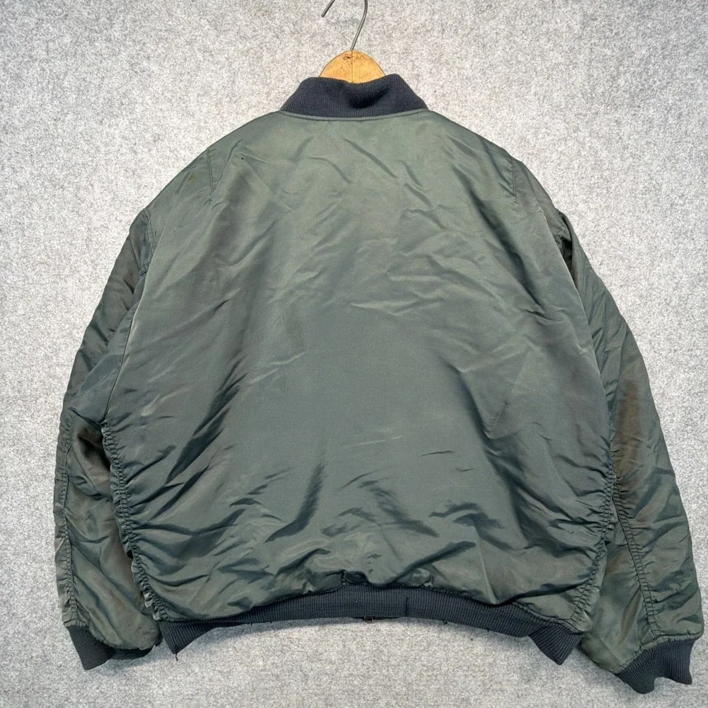 Alpha Industries MA-1 Bomber Jacket Green Mens Size XL Vintage Splatter